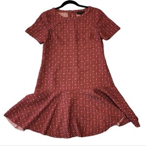 Banana Republic Red Foulard Print Flounce Short Sleeve Dress Size 4